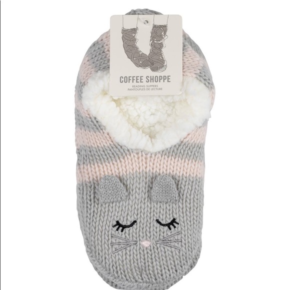 Coffee Shoppe Cat Ankle Slippers (Size S/M 5-7) - Picture 3 of 4